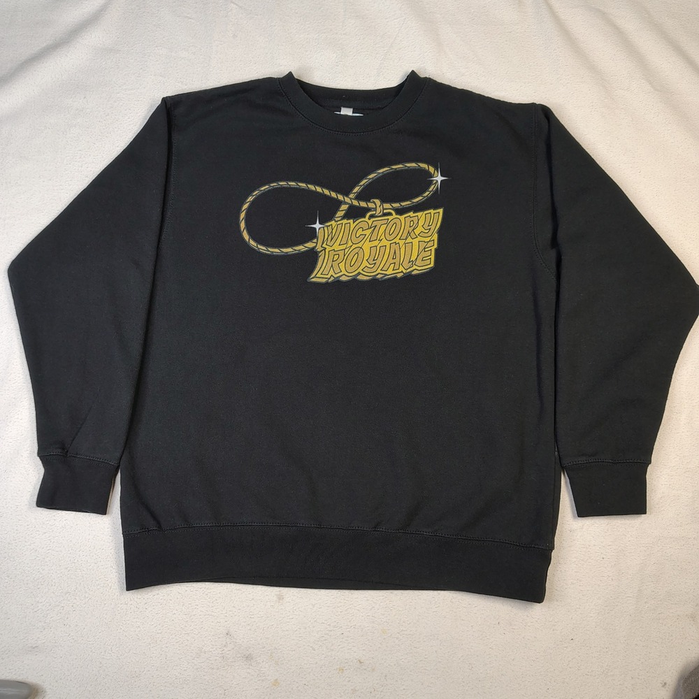 Fortnite Mens Sweatshirt L Black Cotton Victory Royale Graphic Pullover ZS9003